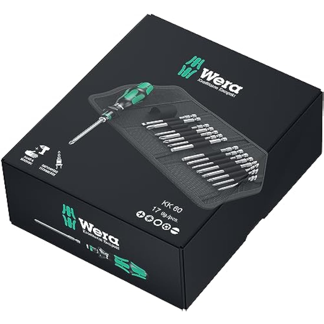 Wera Kraftform Kompakt 60 Screwdriver & Bit Set - 17pc Rapidaptor