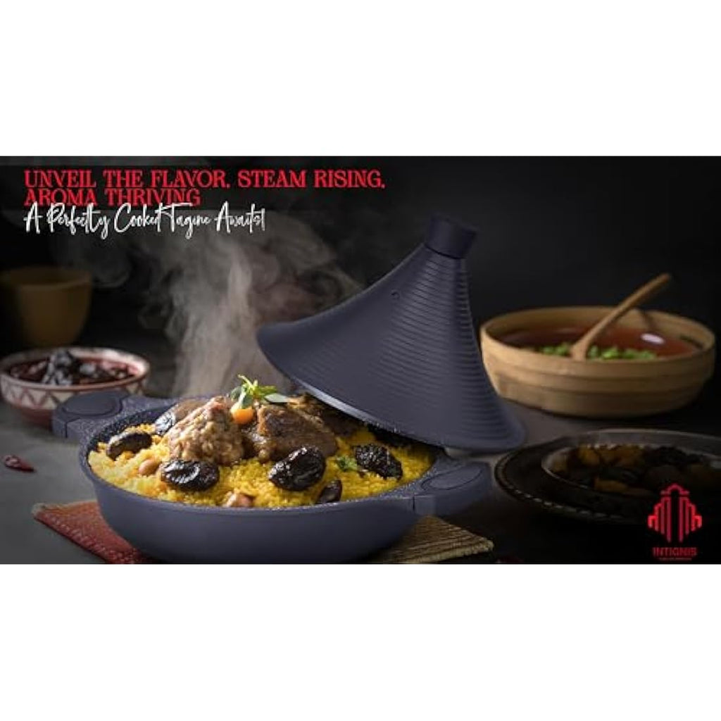 INTIGNIS Nonstick Moroccan Tagine Pot – 28cm Induction Casserole Dish