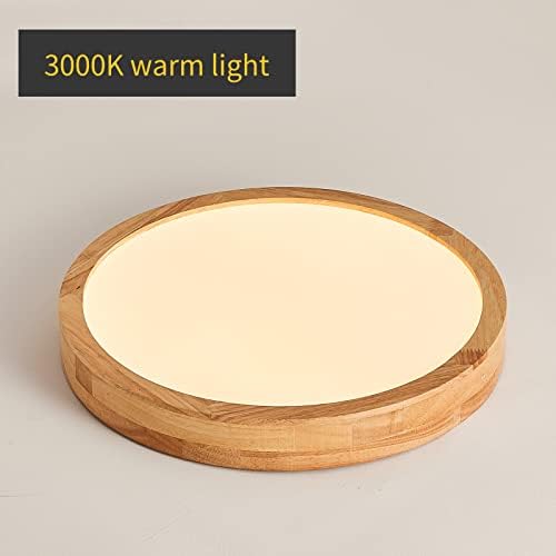 Schindora Wooden LED Ceiling Light – 20W Oak Flush Mount Lamp, 3000K