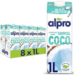 Alpro Coconut Plant-Based Drink – Vegan & Lactose Free Milk – 1L (Pack of 8)
