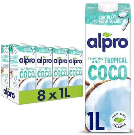 Alpro Coconut Plant-Based Drink – Vegan & Lactose Free Milk – 1L (Pack of 8)