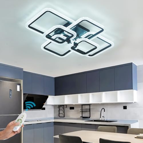 HiHiHomy Modern LED Ceiling Light | Dimmable 6-Square Flush Mount Lamp