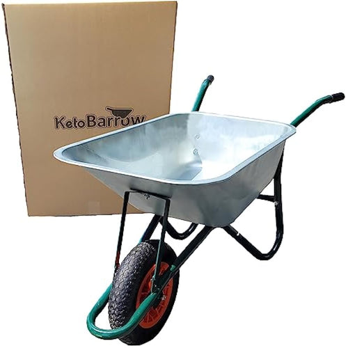 100L Galvanised Steel Garden Wheelbarrow – Pneumatic Tyre