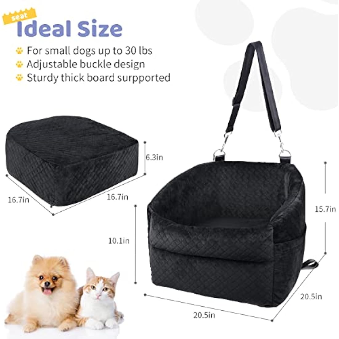 Dog Booster Seat | Small Dog Car Seat with Safety Leash