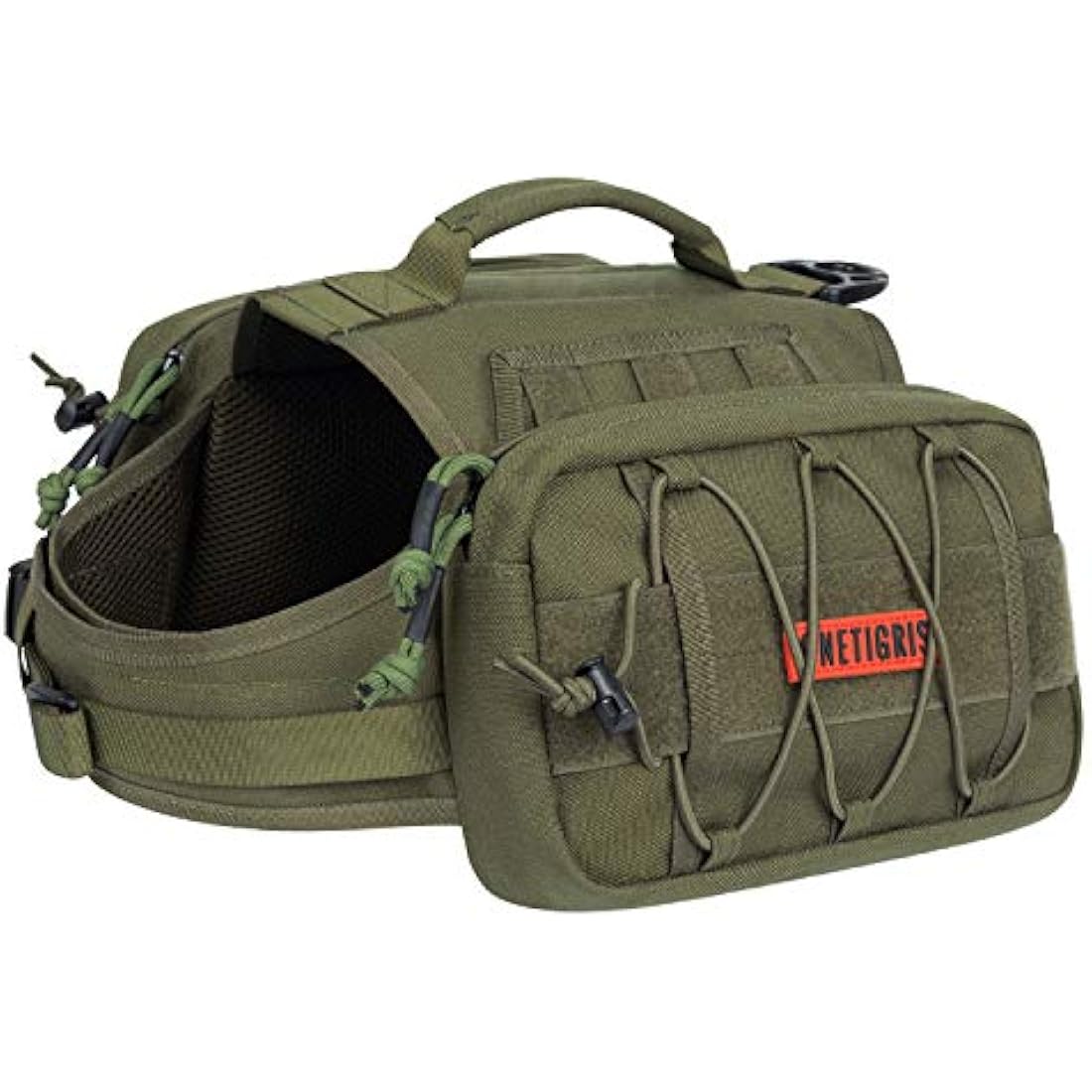 OneTigris Mammoth Dog Backpack – Durable Hiking Saddle Bag, Ranger Green