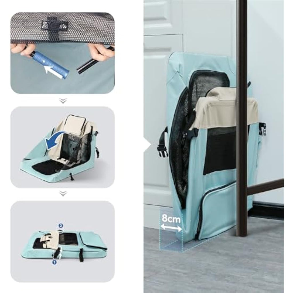 Reerooh Foldable Dog Carrier | Portable Soft Travel Crate with Steel Frame