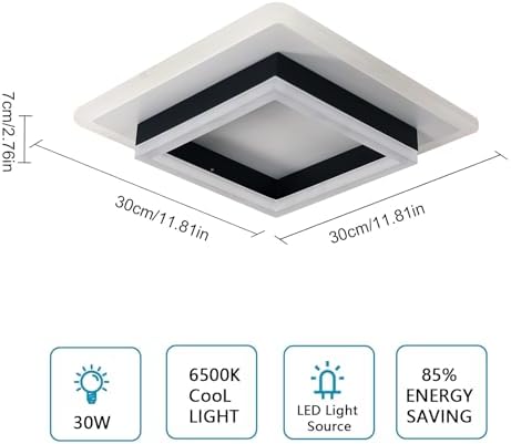 Comely Modern Square LED Ceiling Light – 30W 6500K Acrylic Lamp