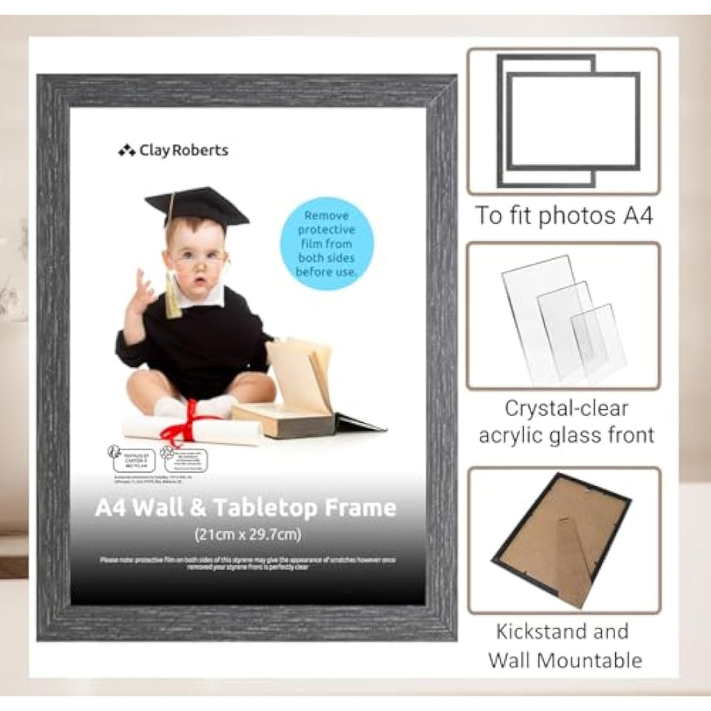Jolof Store A4 Photo Frames – Dark Grey Certificate Display, Pack of 3