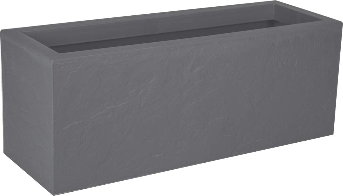EDA Volcania'Up 25L Balcony Box – Stone Effect Planter – Pebble Grey