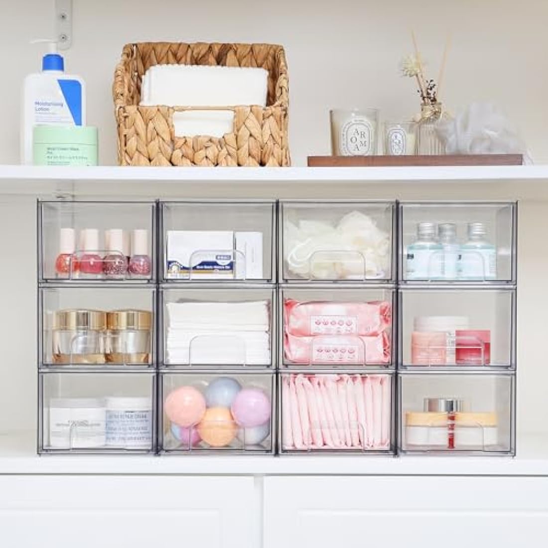 4 Pack Clear Acrylic Stackable Storage Drawers