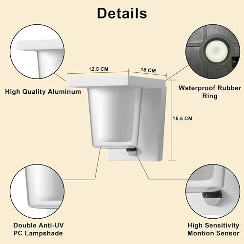 Flornia LED Outdoor Wall Light with Motion Sensor – 13.5W IP44 Aluminum