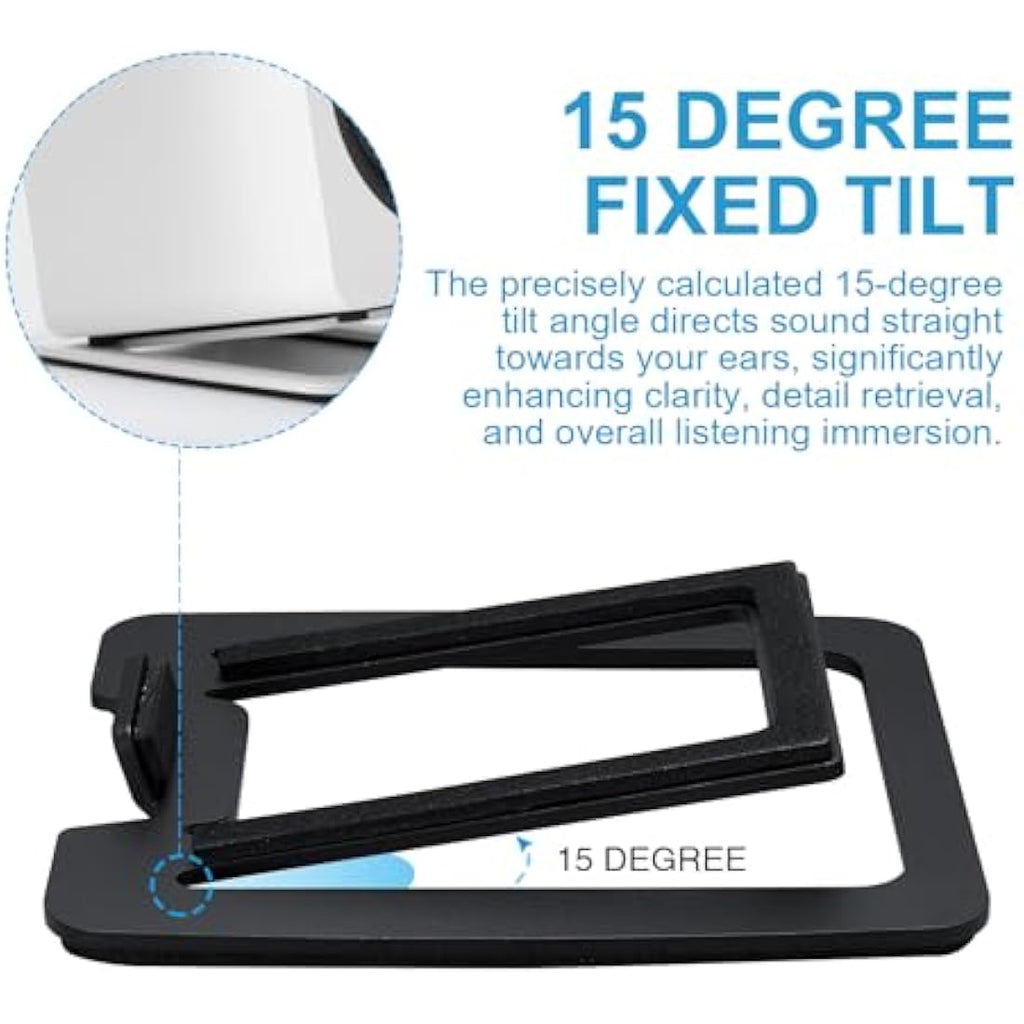 Sanyun SW601 15° Tilted Metal Desktop Speaker Stands - Black (Pair)