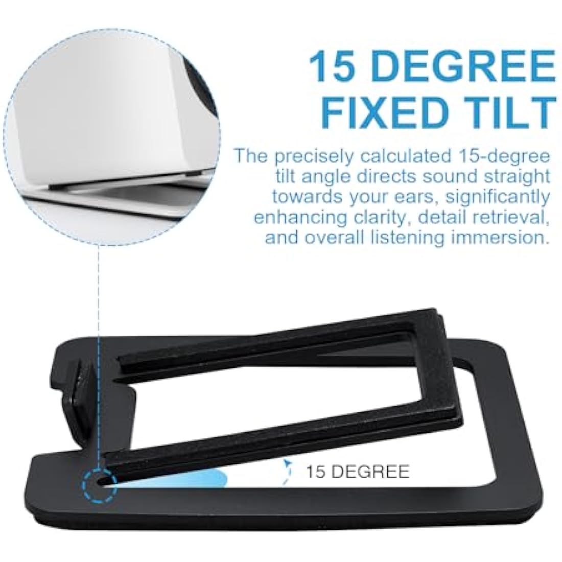 Sanyun SW601 15° Tilted Metal Desktop Speaker Stands - Black (Pair)