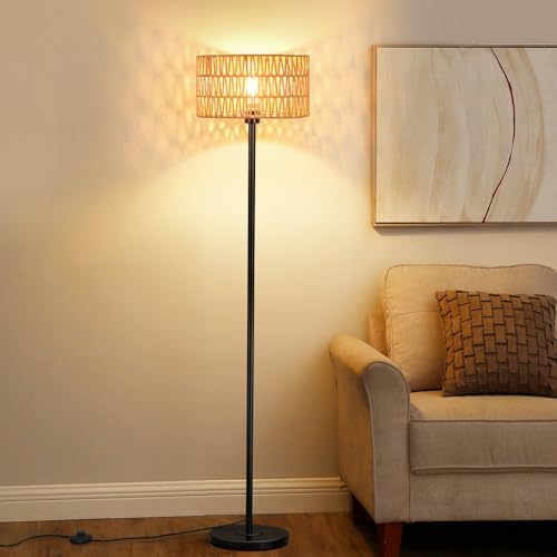 Rattan Boho Floor Lamp | 3 Color Temperature Standing Lamp