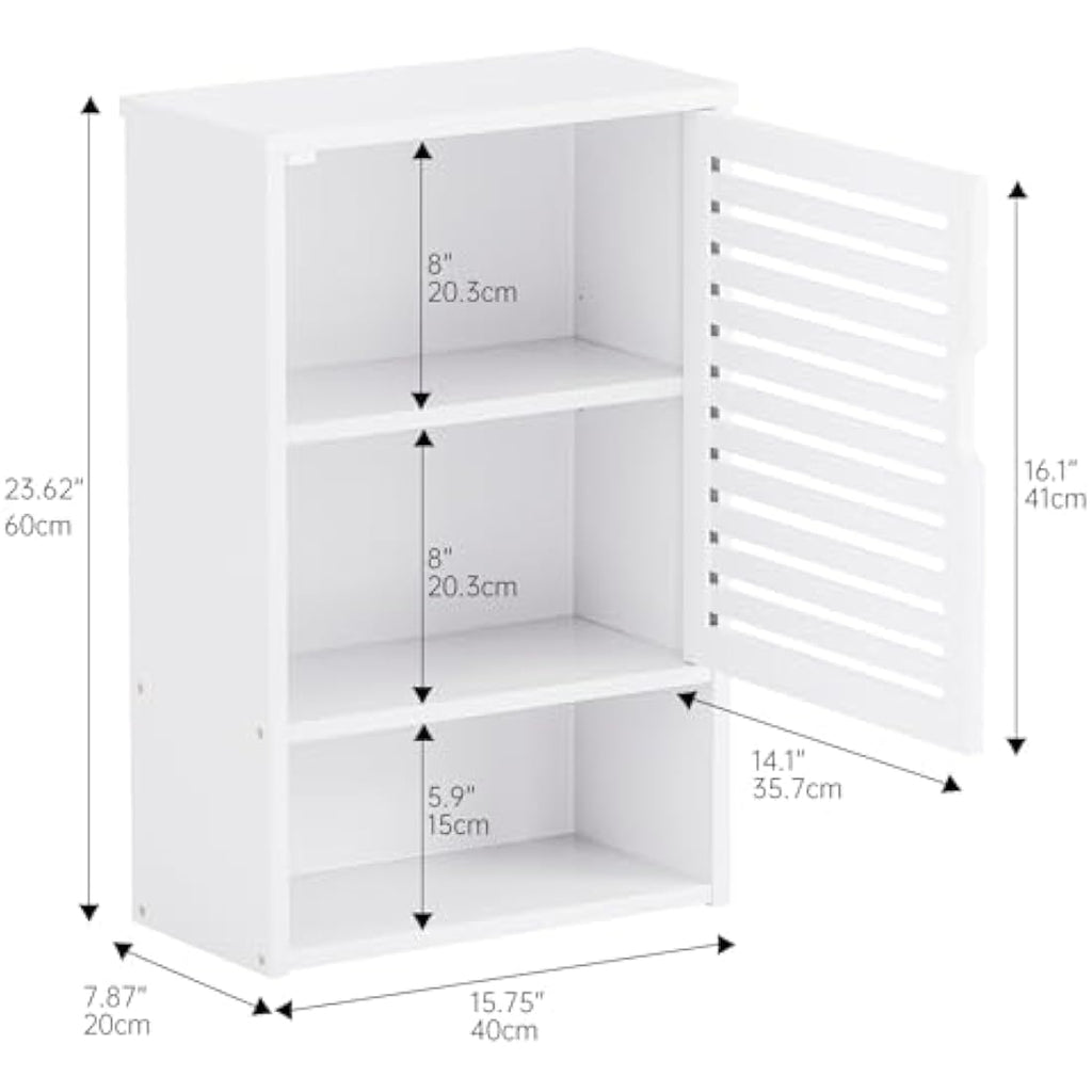 HITNET White Bamboo Bathroom Wall Cabinet | Hanging Medicine Cupboard