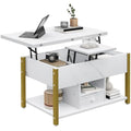 Lift Top Coffee Table - 4-in-1 Convertible Storage Desk, White