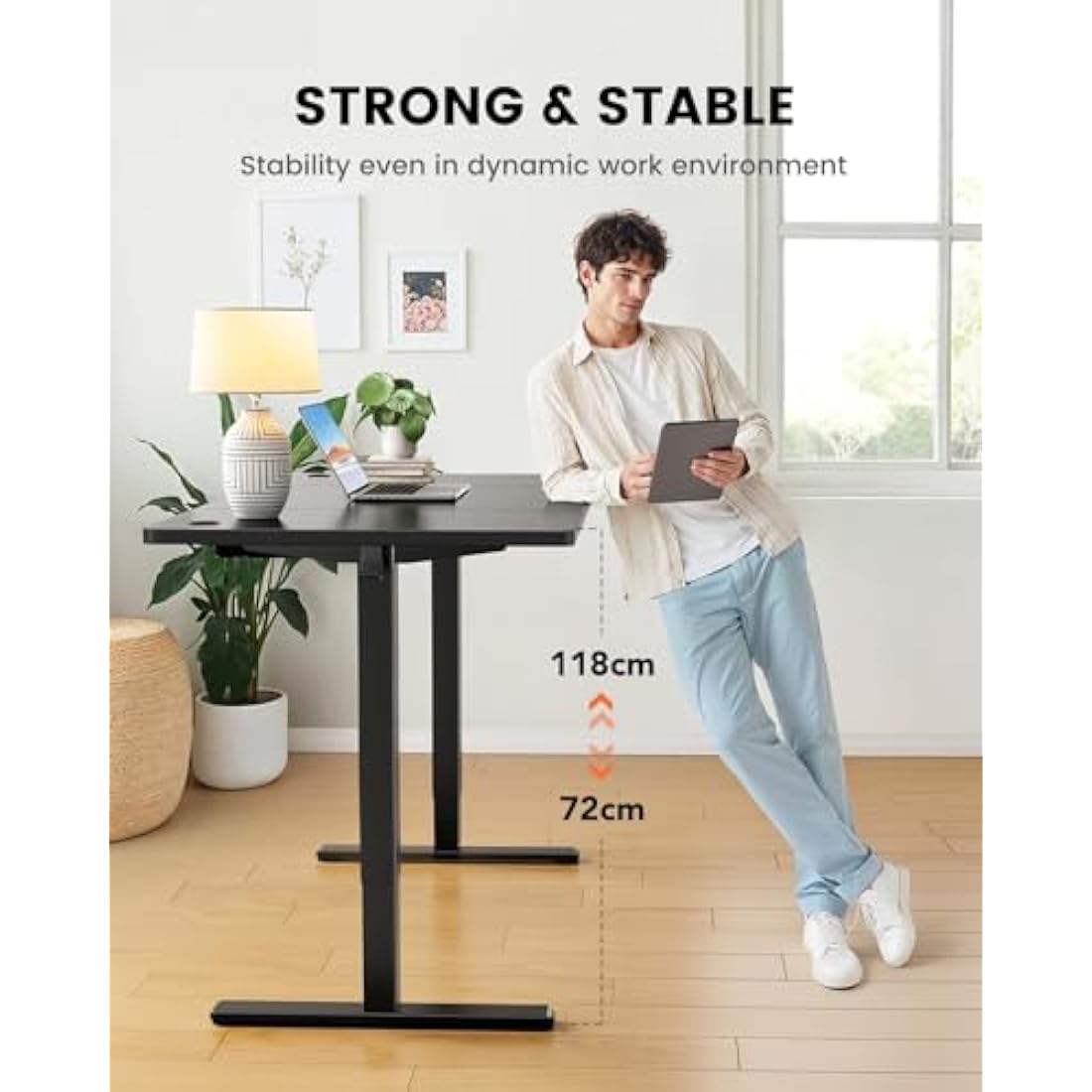 ErGear Electric Standing Desk – 160x80cm Height Adjustable 100kg Capacity