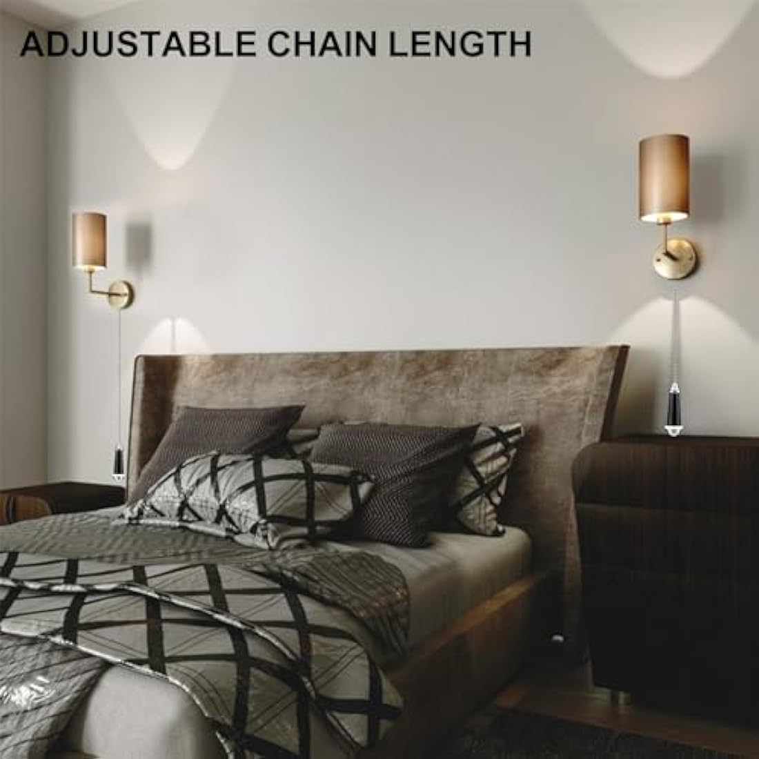 Jolof Store 2Pcs Light Pull Chain Extension - 85cm Black Chrome Handle