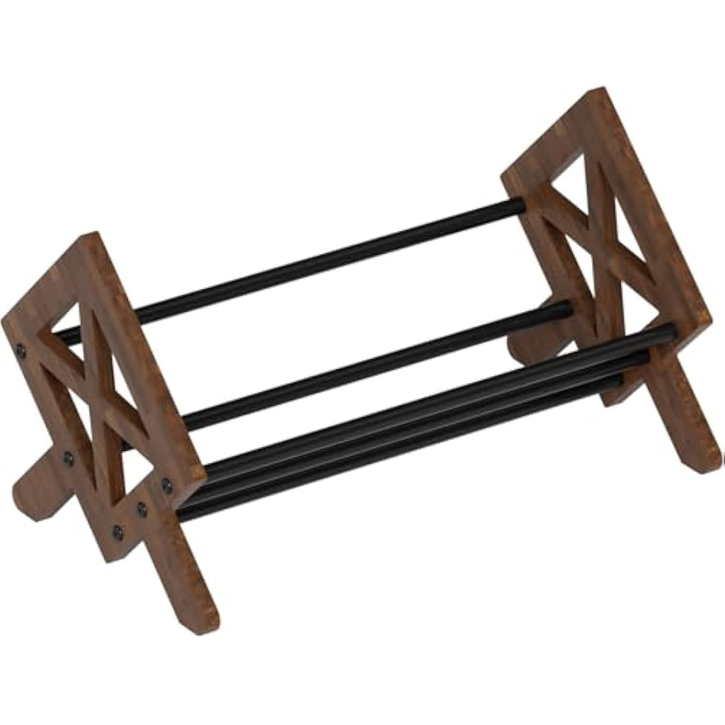 THYGIFTREE Oak Wood Desktop Bookcase – V-Shaped Tilting Storage Rack, Brown