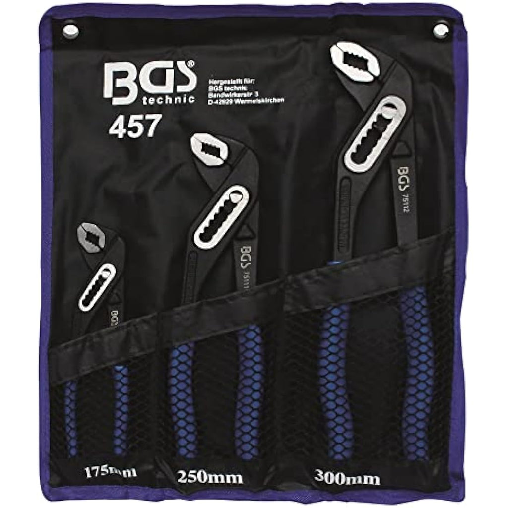 BGS 457 Water Pump Pliers Set - 3 Pcs Chrome Vanadium Steel Tools