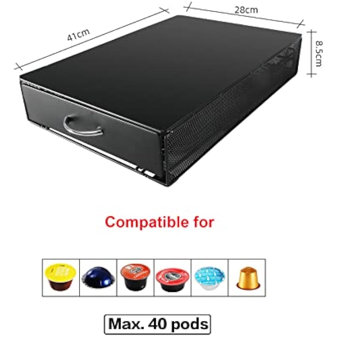 Coffee Pod Holder – 40 Capsule Metal Storage Drawer for Dolce Gusto