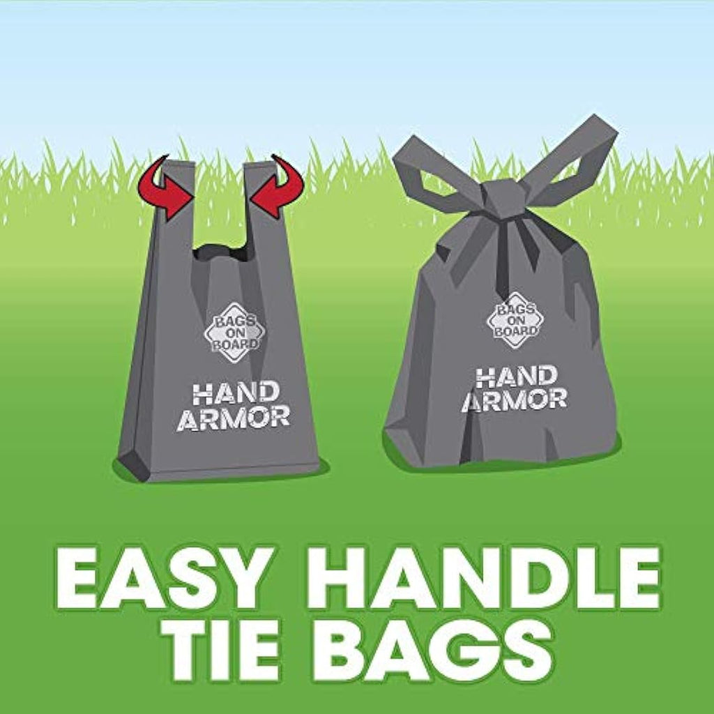 Bags on Board Hand Armour Extra Thick Dog Poo Bags with Handles, 100ct