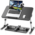 SAIJI Laptop Bed Desk – Adjustable Height & Angle Leather Lap Table, Black