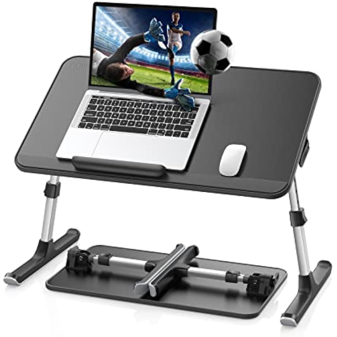 SAIJI Laptop Bed Desk – Adjustable Height & Angle Leather Lap Table, Black