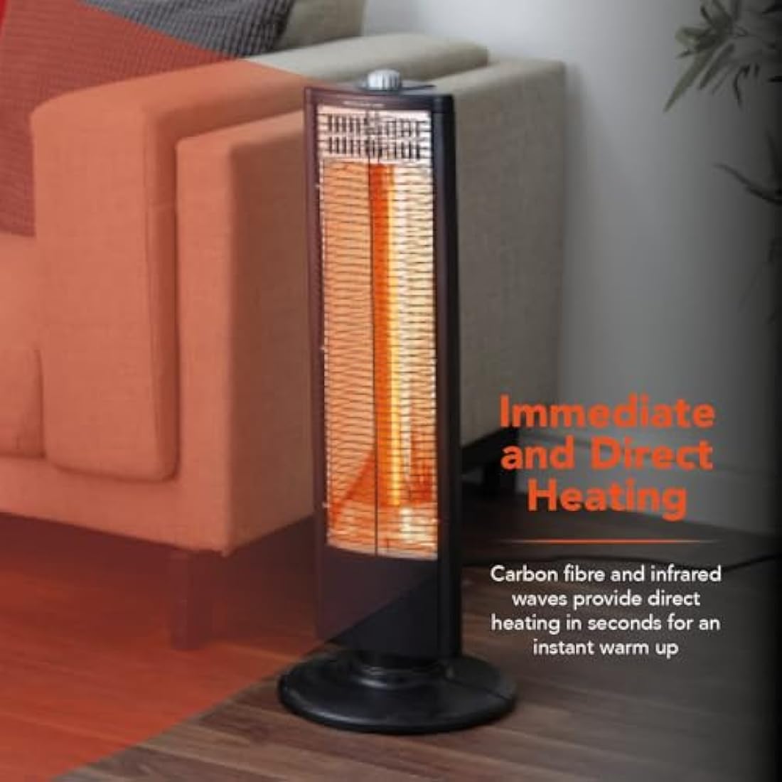 Warmlite WL42013 Carbon Infrared Heater | Portable & Oscillating - Black