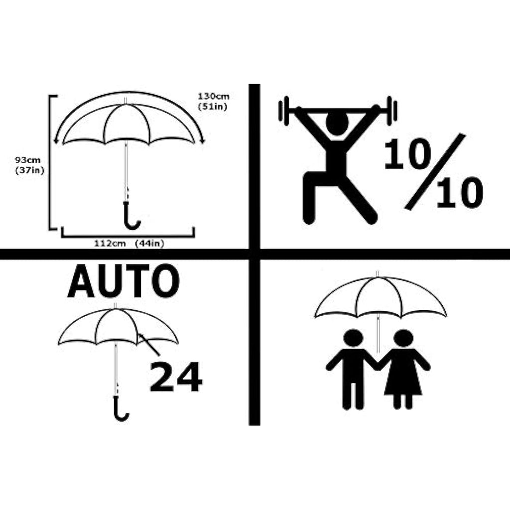 Jolof Store Windproof Umbrella – 24 Rib Fiberglass Frame Wood Handle