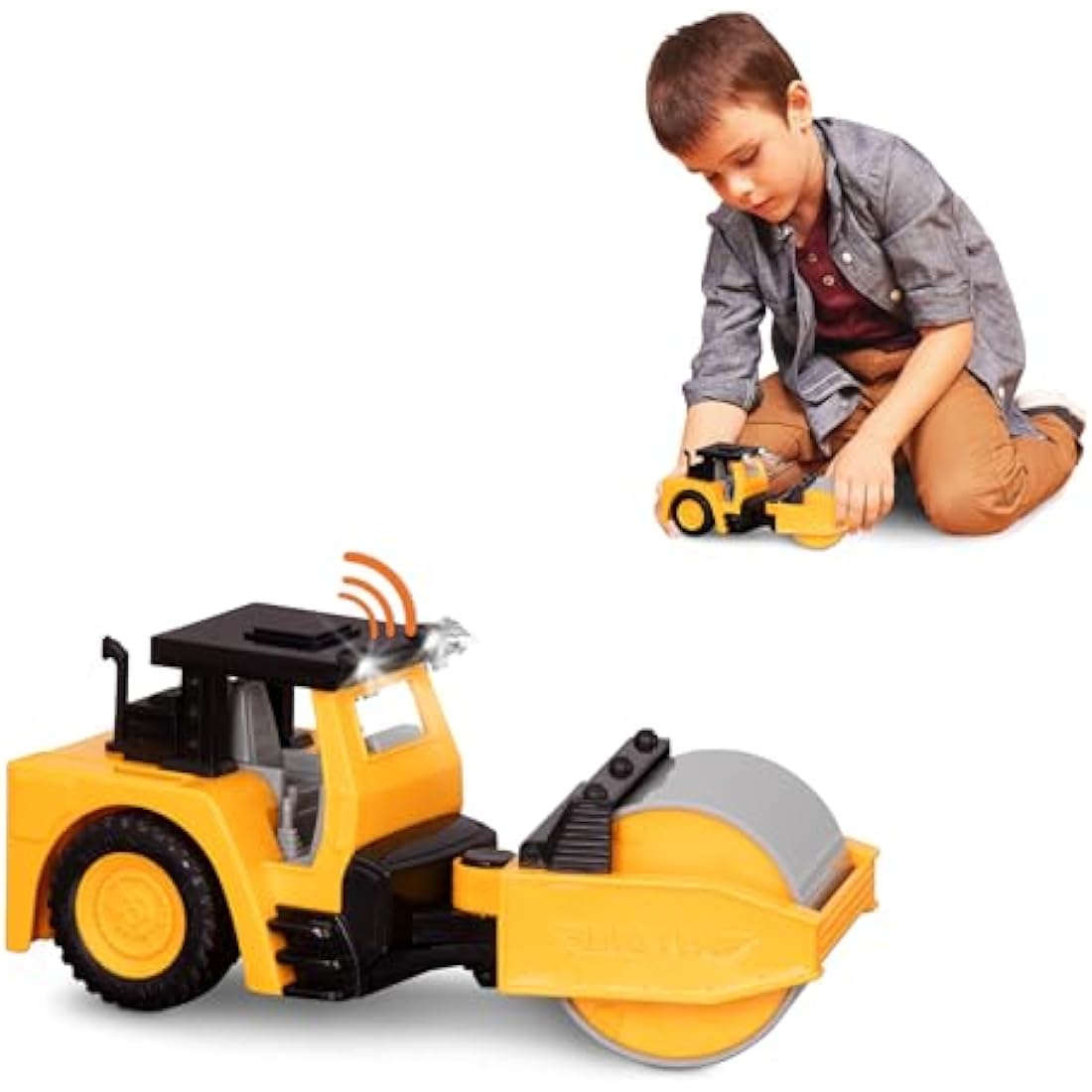 DRIVEN Micro Steam Roller – Toy Construction Truck with Light and Sound