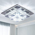 Modern 2-Square Crystal LED Ceiling Light – Cool White Flush Mount