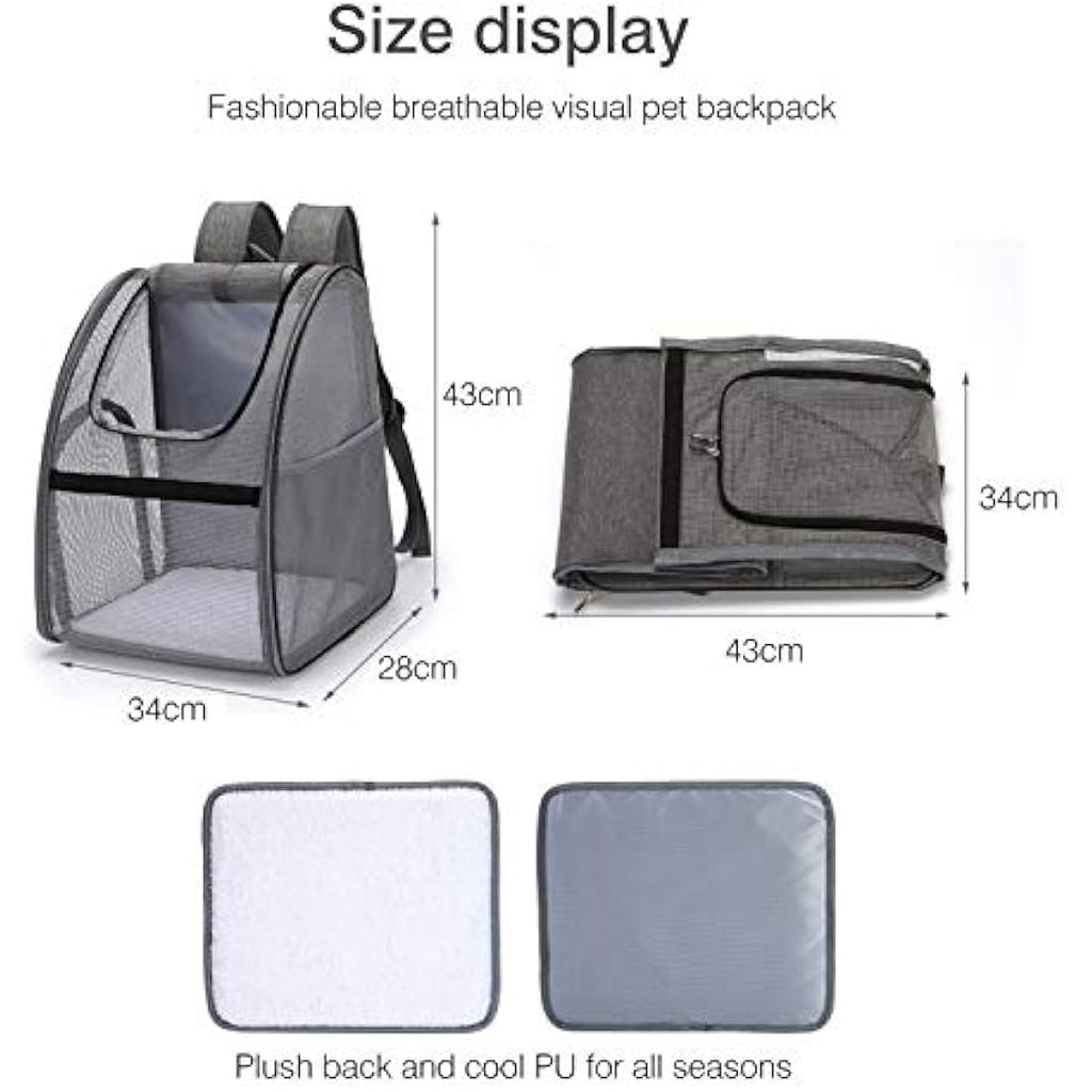 Expandable Cat Carrier Backpack – Breathable Pet Bag, Black