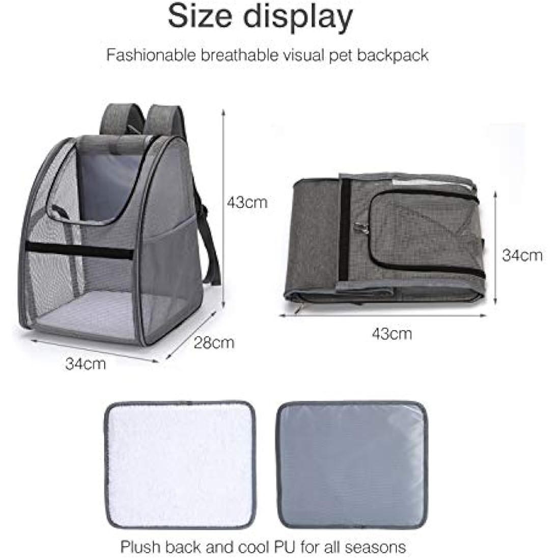 Expandable Cat Carrier Backpack – Breathable Pet Bag, Black