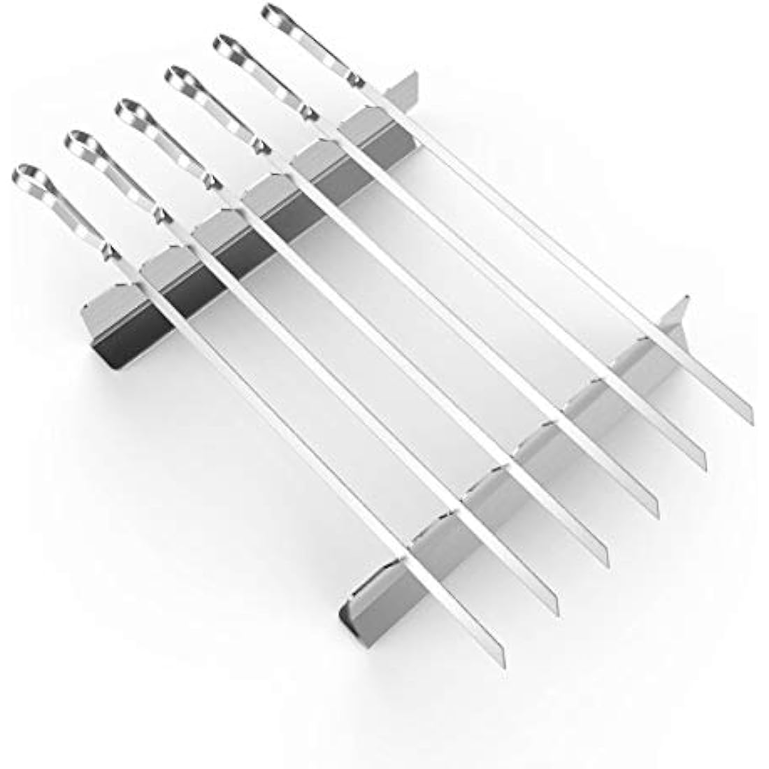 BearMoo 17” Stainless Steel Kebab Skewers with Rack Holder Set, 6PCS