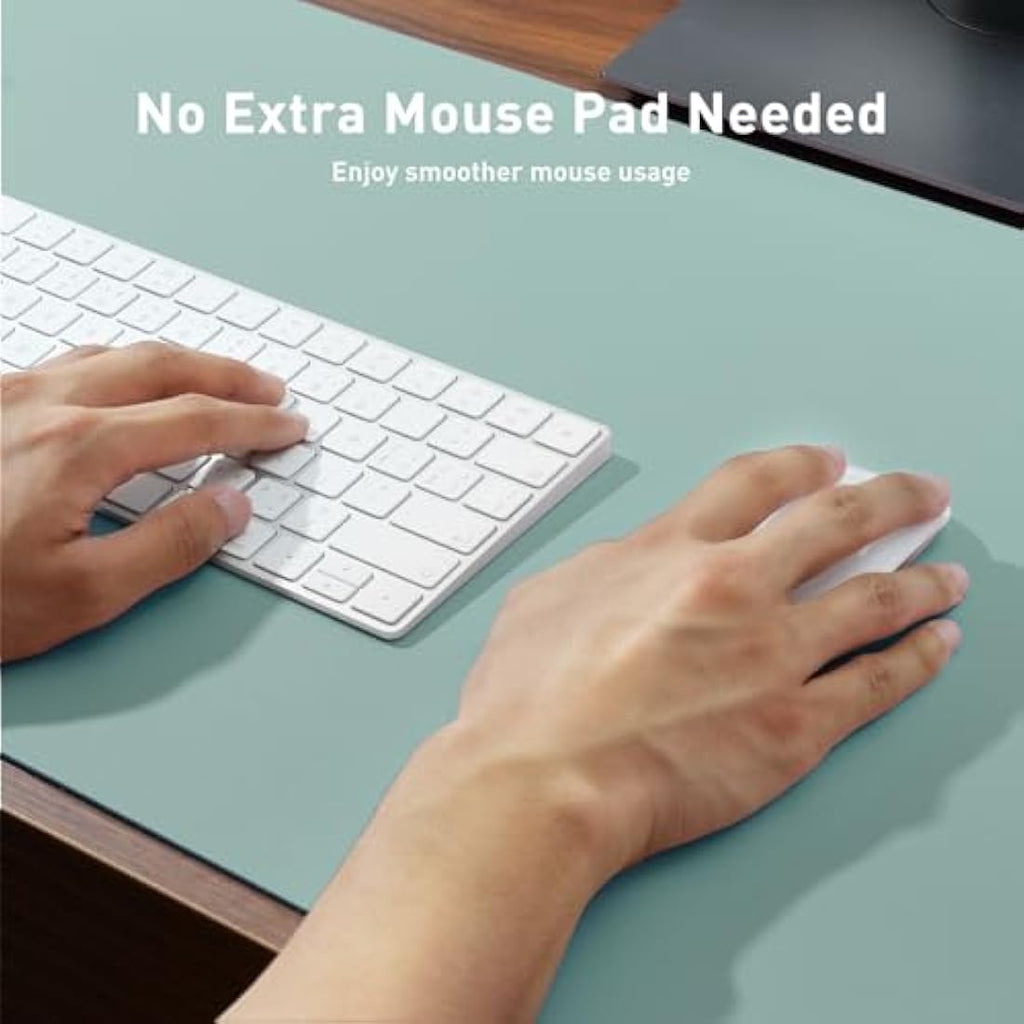 Aothia PU Leather Desk Mat – Non-Slip Waterproof Mouse Pad, Light Blue