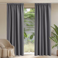 PONY DANCE Grey Pencil Pleat Blackout Curtains – Thermal 90x90 Pair