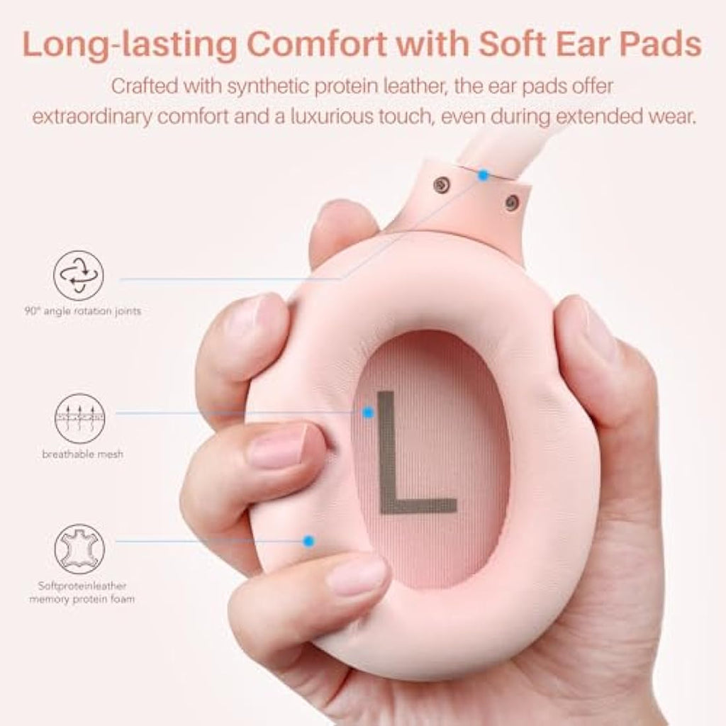 TOZO HT2 Hybrid Active Noise Cancelling Wireless Over Ear Headphones - Pink