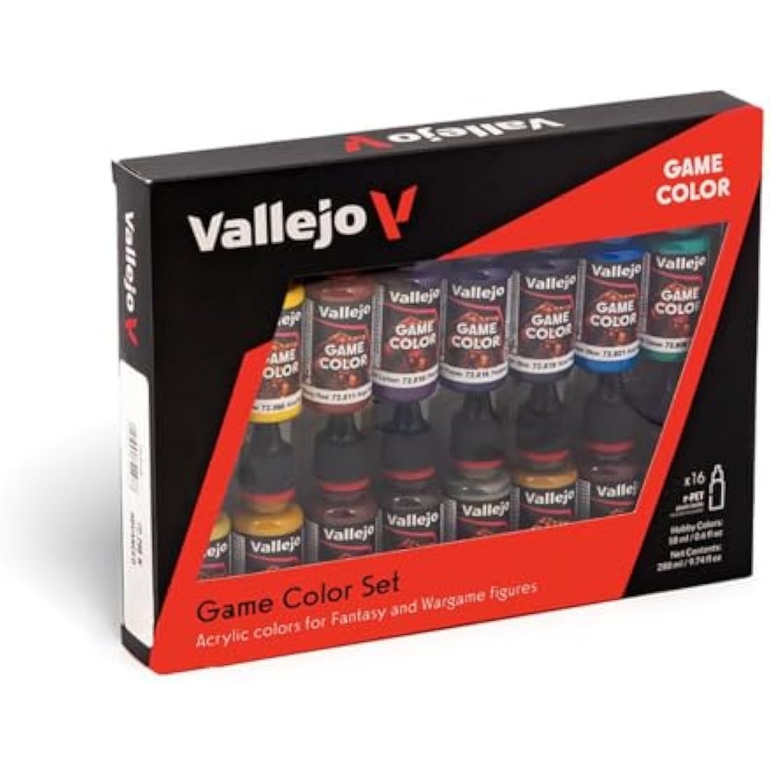 Vallejo Game Color Advanced Acrylic Paint Set - 16 Assorted Colors