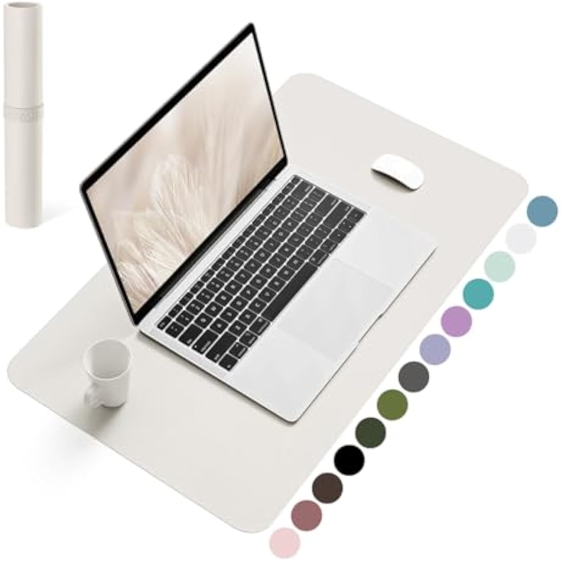 PVC Leather Desk Pad – Non-Slip Waterproof Mouse Mat, Gray