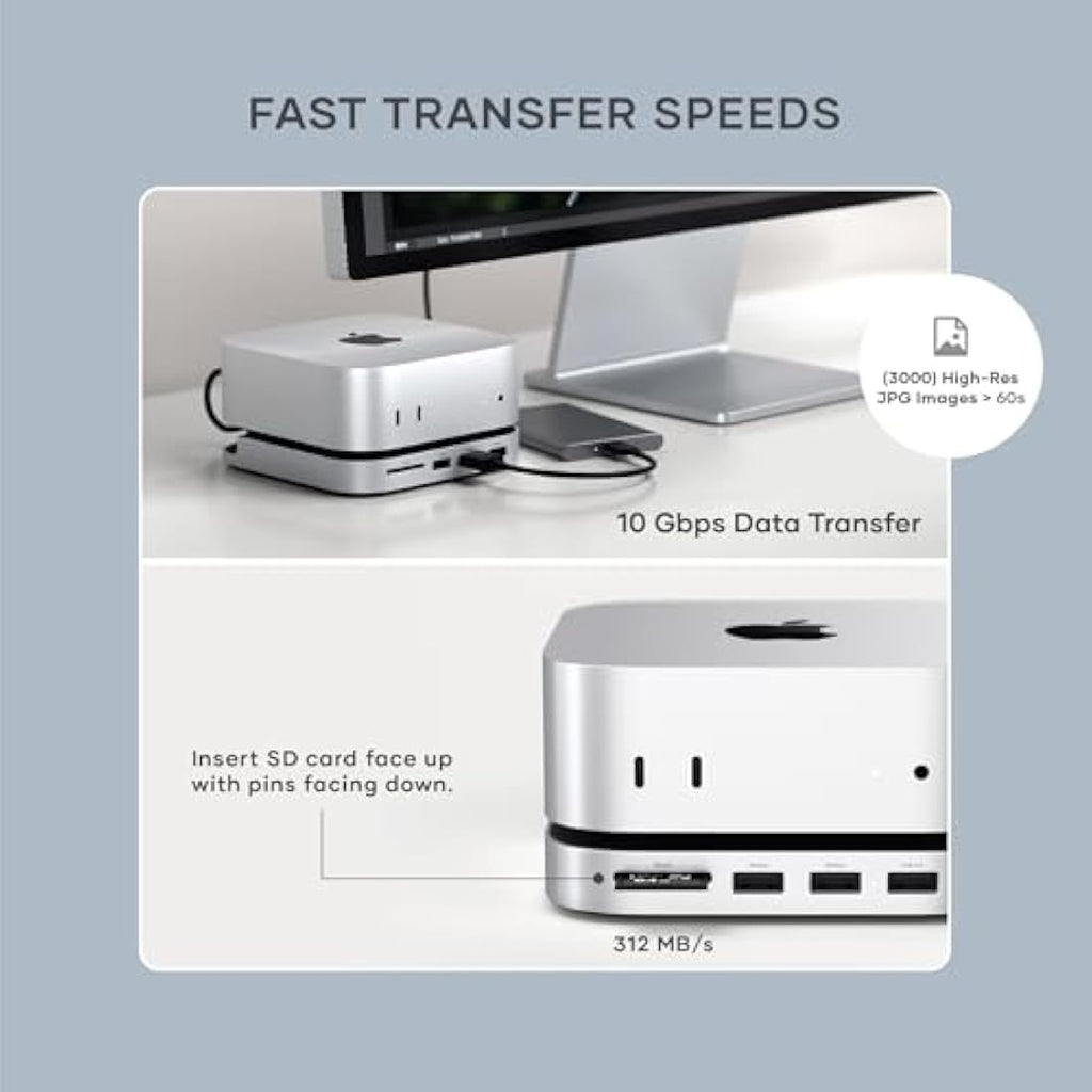 Satechi Mac Mini M4 Hub & Stand with NVMe SSD Enclosure - Silver