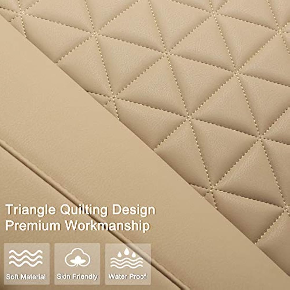 Black Panther Luxury PU Leather Front Car Seat Cover Protector – Beige
