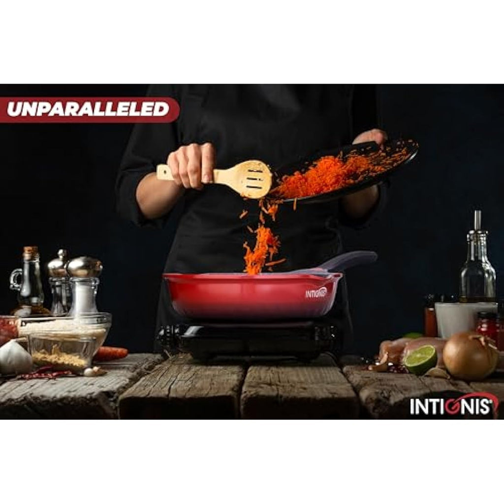 INTIGNIS 28cm Non-Stick Frying Pan with Lid – Ceramic Induction Skillet
