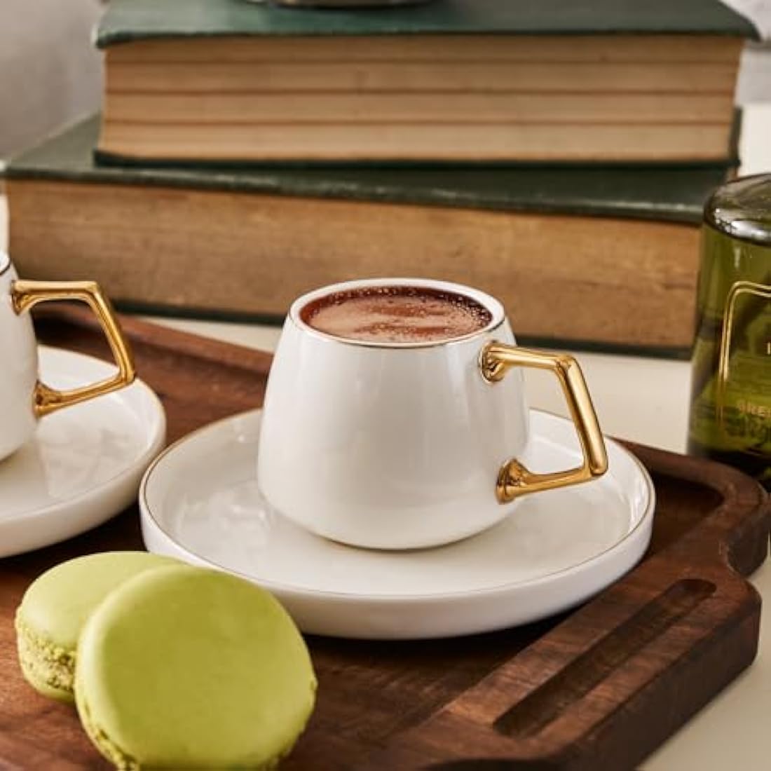Karaca Saturn Gold 12-Piece Porcelain Turkish Coffee Cup Set for 6