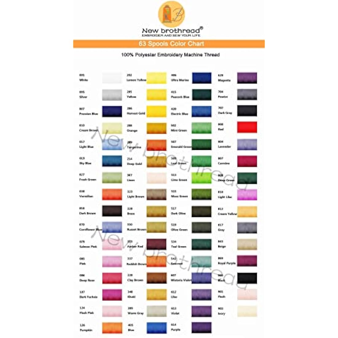 New brothread 63 Brother Colors Polyester Embroidery Thread Kit - 500M