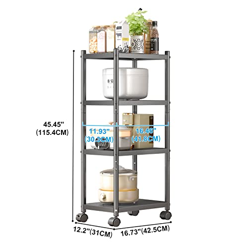 SAYZH 4-Tier Metal Kitchen Trolley | Heavy Duty Rolling Storage Rack