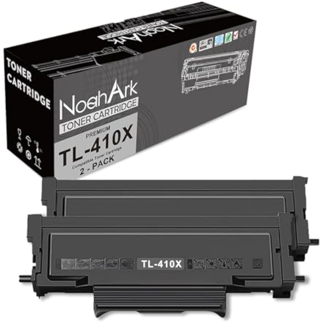 NoahArk TL-410X High-Yield Black Toner Cartridge for Pantum Printers, 2-Pack