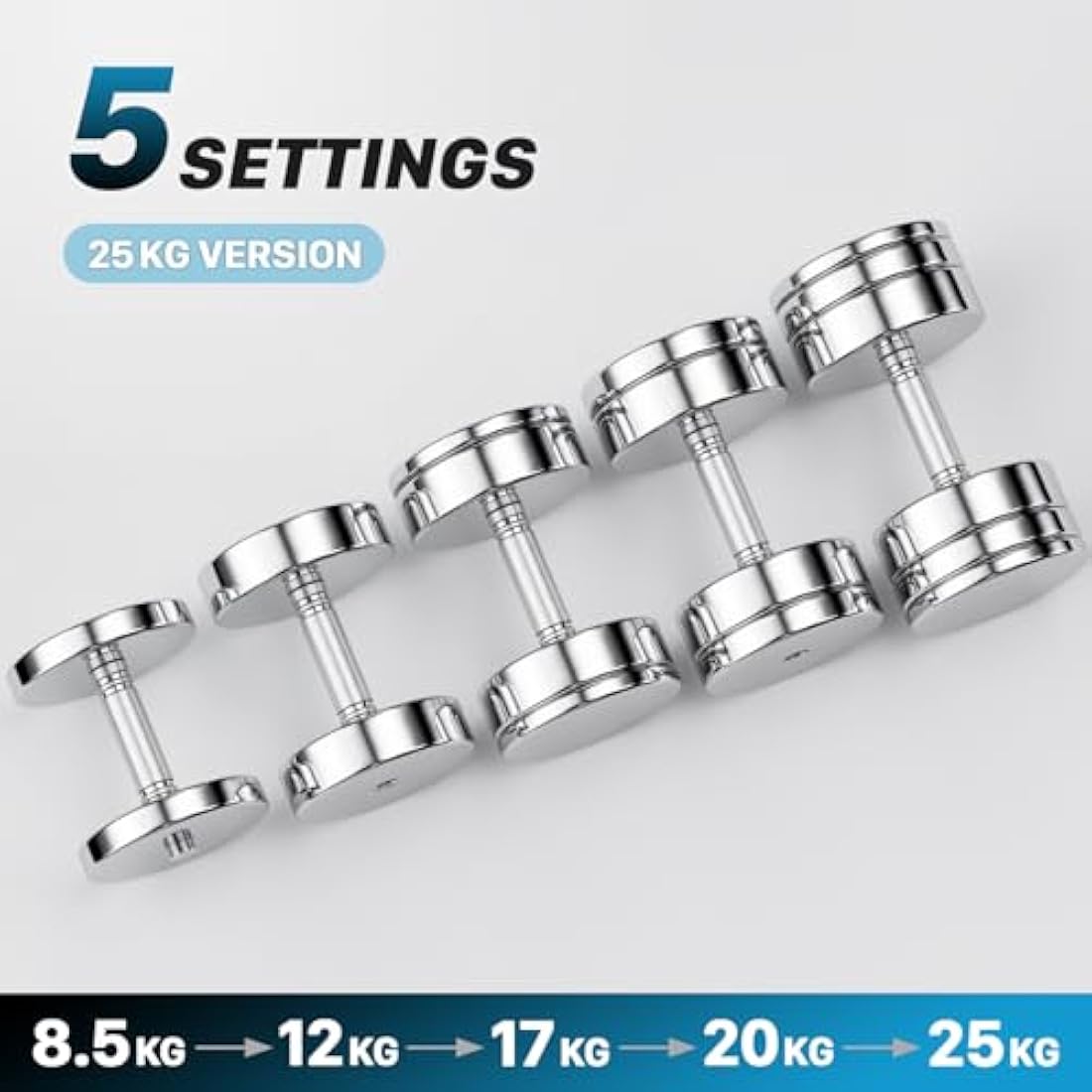Northdeer Adjustable Steel Dumbbells | Compact Chrome Home Gym Weights