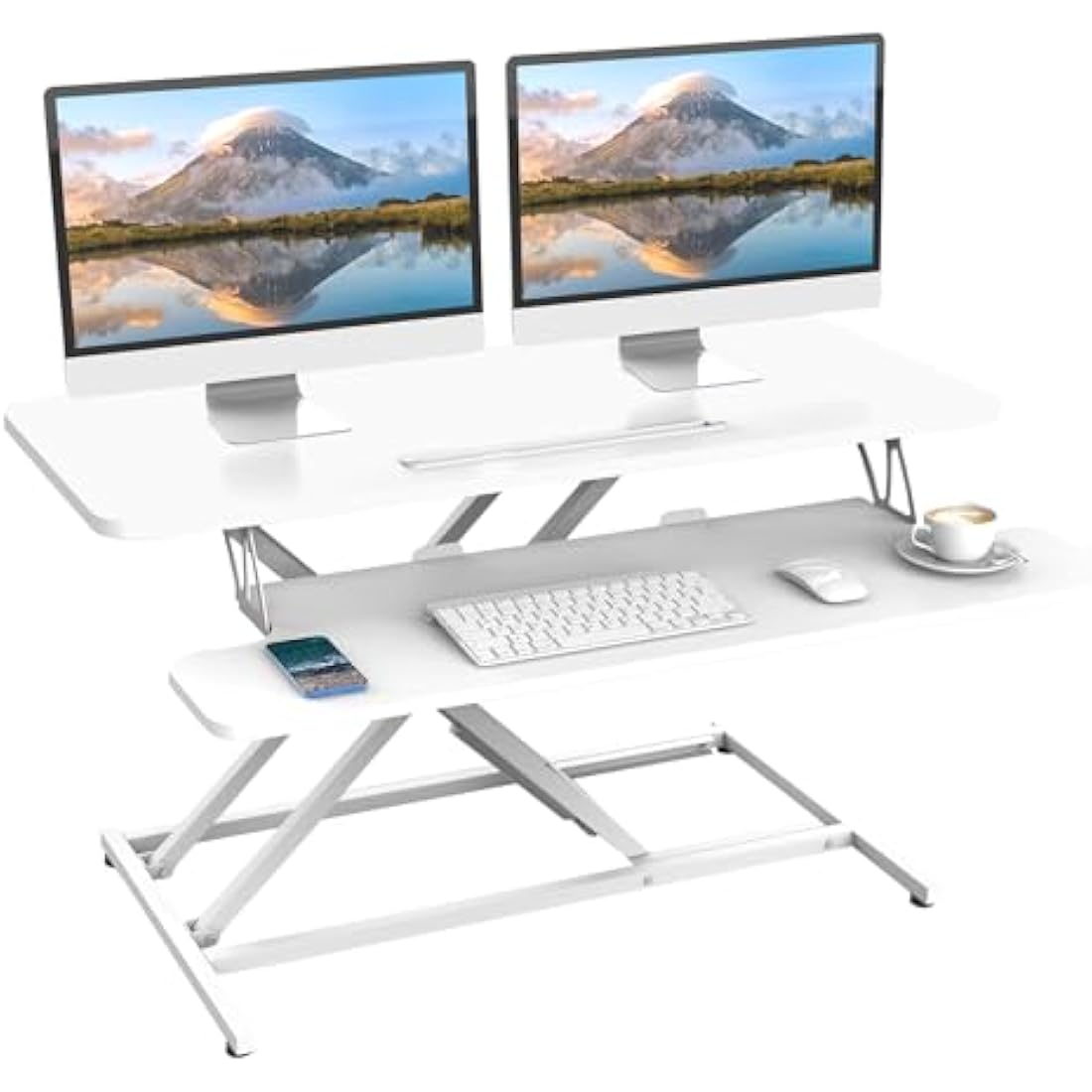 ERGOMAKER Standing Desk Converter | 36" Height Adjustable Dual Monitor Riser