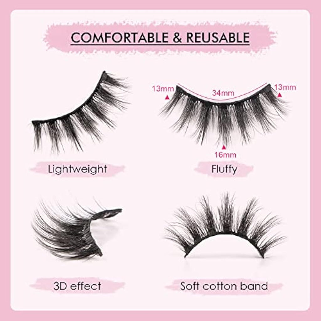 Jolof Store 3D Faux Mink Natural Wispy Eyelashes – 5 Pairs Pack
